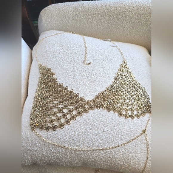 NWT Free People, Schools Out Body Chain, Gold, MSRP $78 - Picture 6 of 9